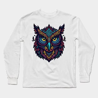 Luminous Neon Vector Owl Art Long Sleeve T-Shirt